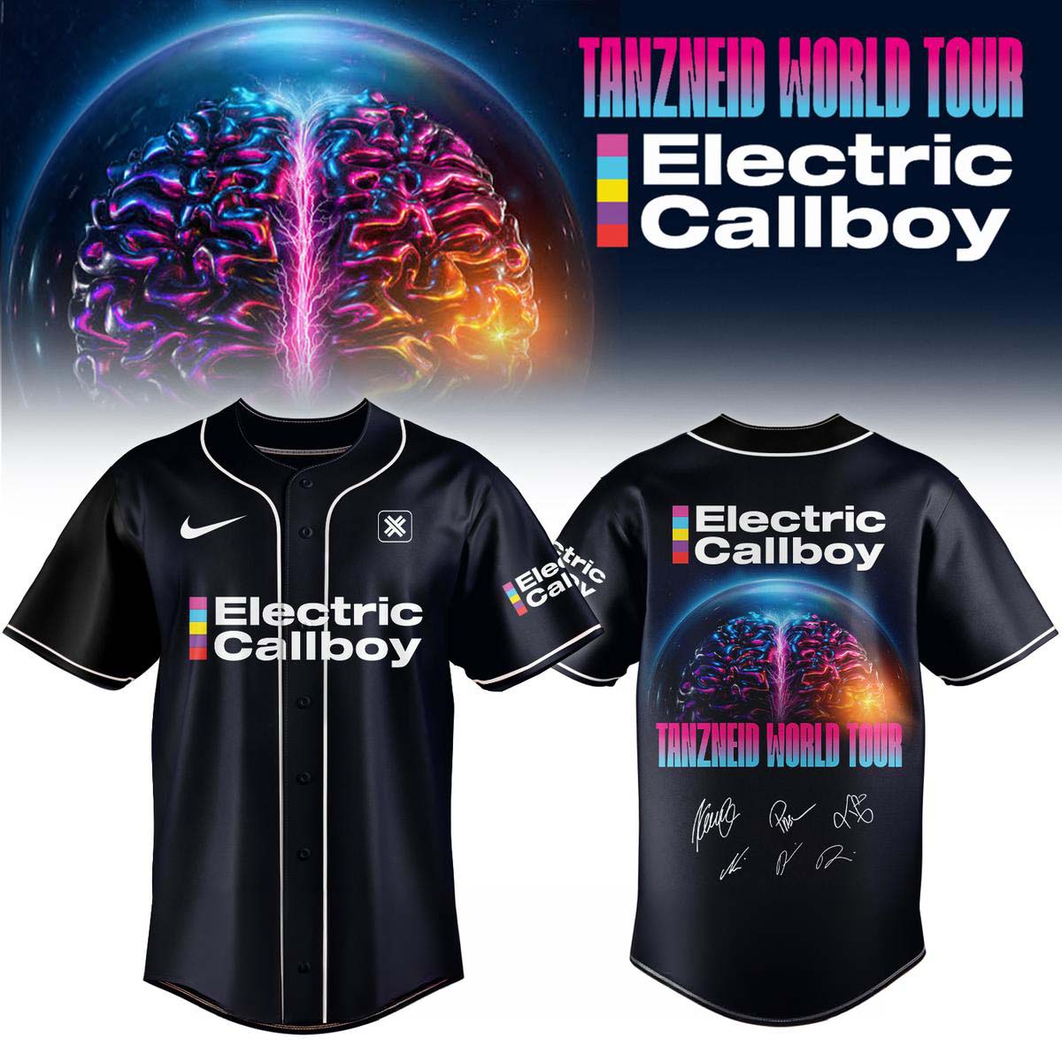 Electric Callboy Tanzneid Tour 2026 Baseball Jersey Music Fan Collection 1 - Unicasport Electric Callboy Tanzneid Tour 2026 Baseball Jersey Music Fan Collection