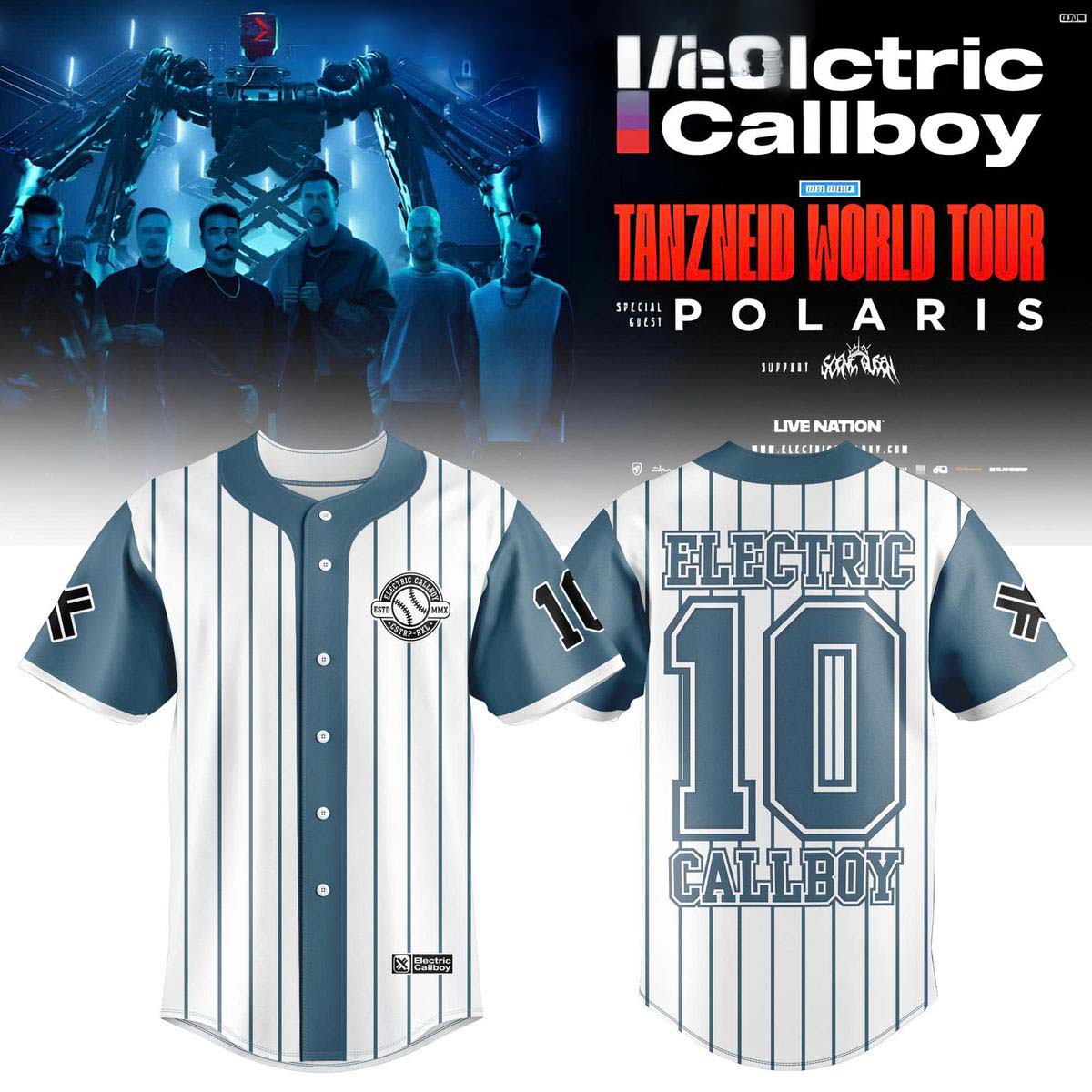 Electric Callboy Tanzneid World Tour 2026 White Baseball Jersey 1 - Unicasport Electric Callboy Tanzneid World Tour 2026 White Baseball Jersey
