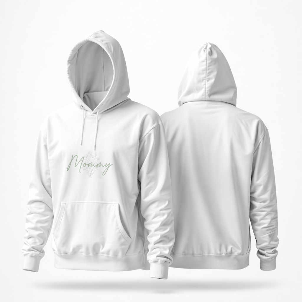 Elegant Sage Green Wildflower Mommy Graphic Hoodie - Image 3