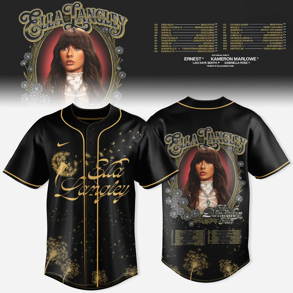 Ella Langley Black Dandelion Country Tour Baseball Jersey