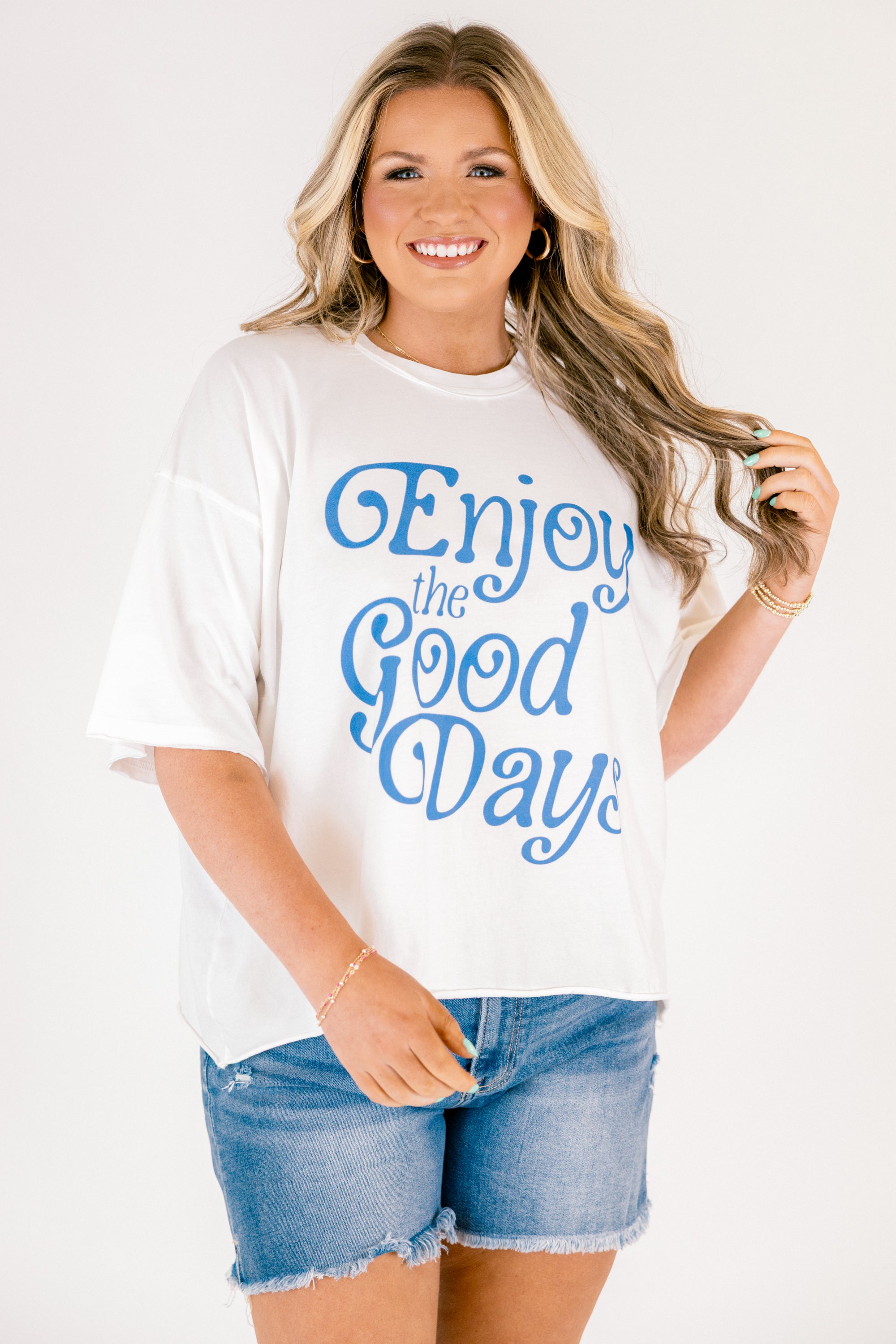 Enjoy Good Days Vintage Wash Tee, White
