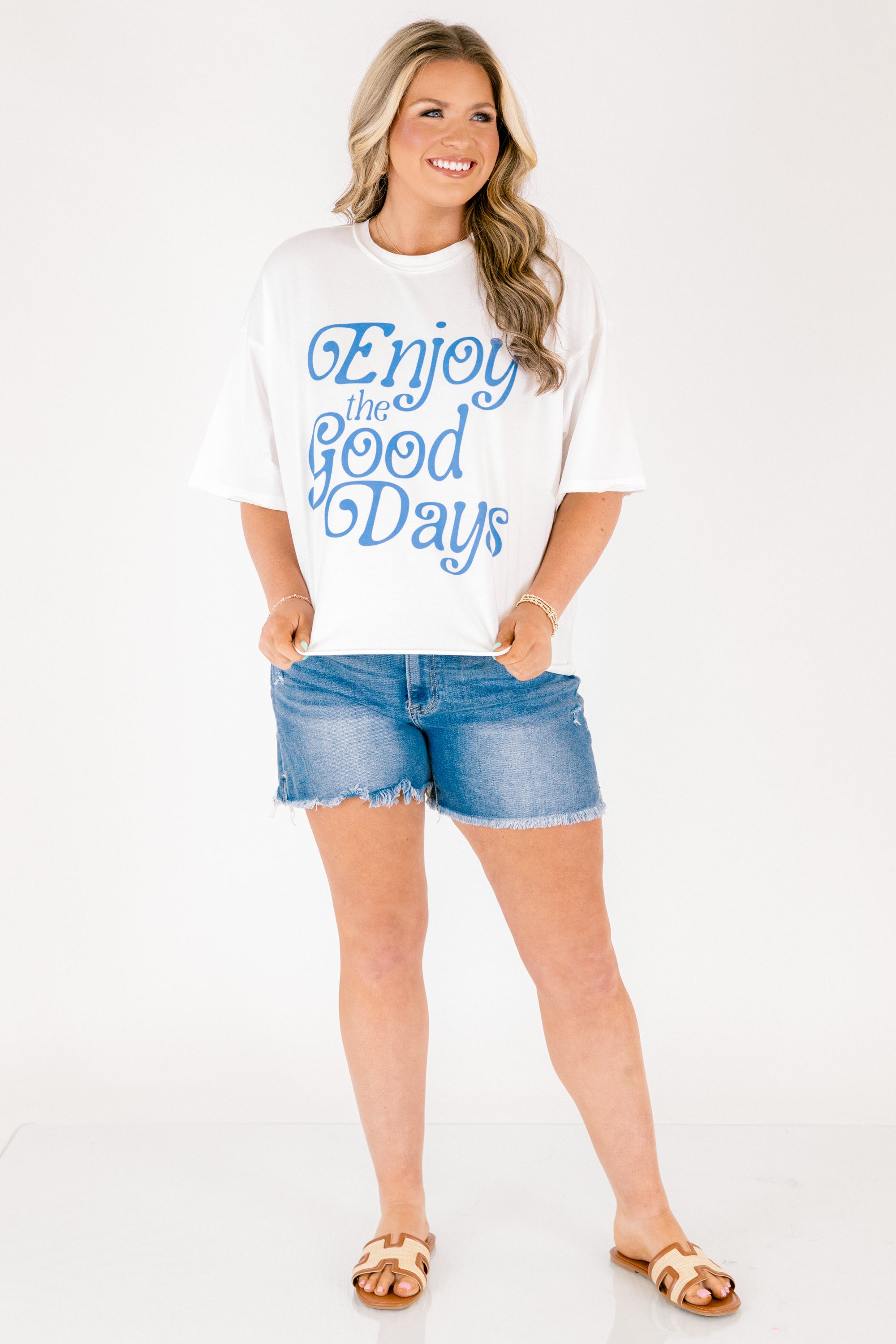 Enjoy Good Days Vintage Wash Tee, White 3 Enjoy Good Days Vintage Wash Tee, White - Image 3