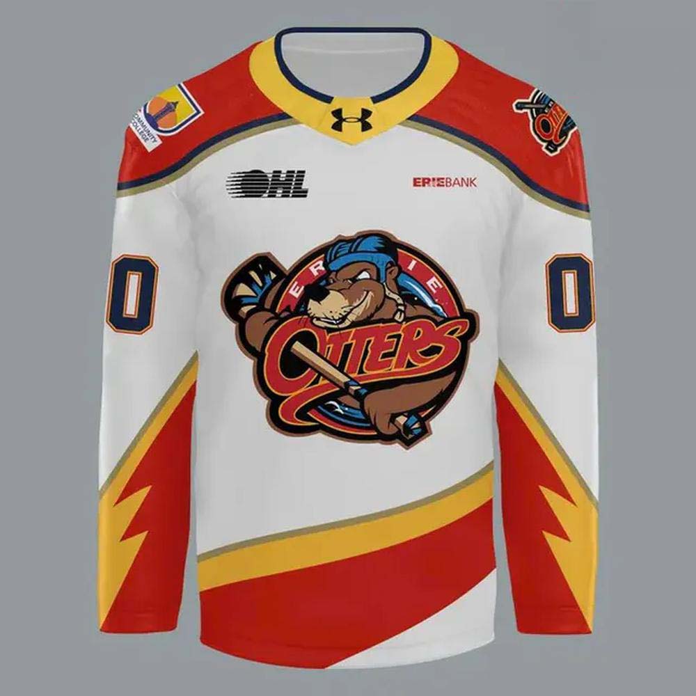 Erie Otters OHL Custom Name Number Warmup Hockey Jersey - Image 2