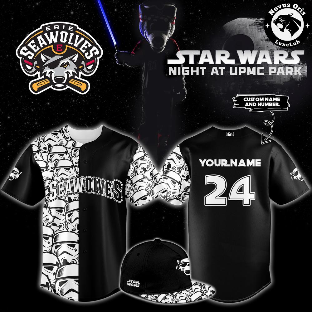 Erie SeaWolves x Star Wars Night Custom Name Baseball Jersey 1 - Unicasport Erie SeaWolves x Star Wars Night Custom Name Baseball Jersey