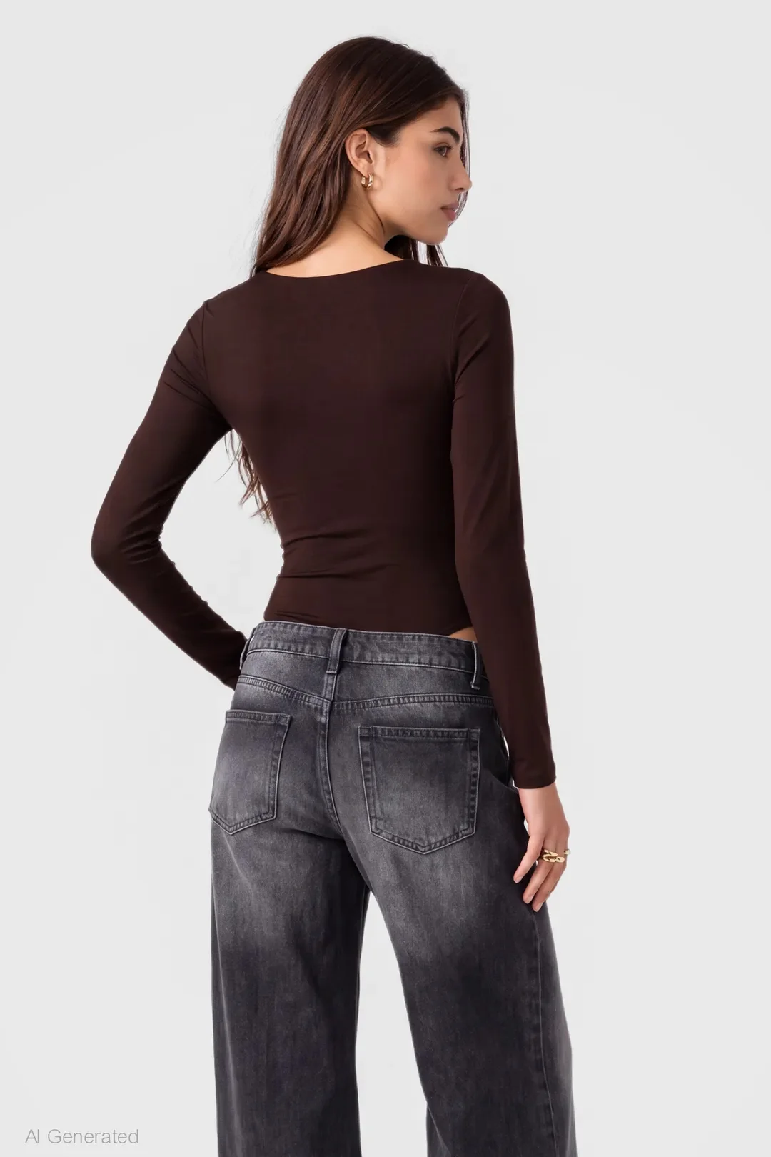 Espresso Brown Virelune Teeyoulove long sleeve top styled for everyday wear
