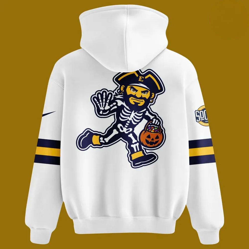 ETSU Football Halloween Running Bucky 2026 White Hoodie - Image 3