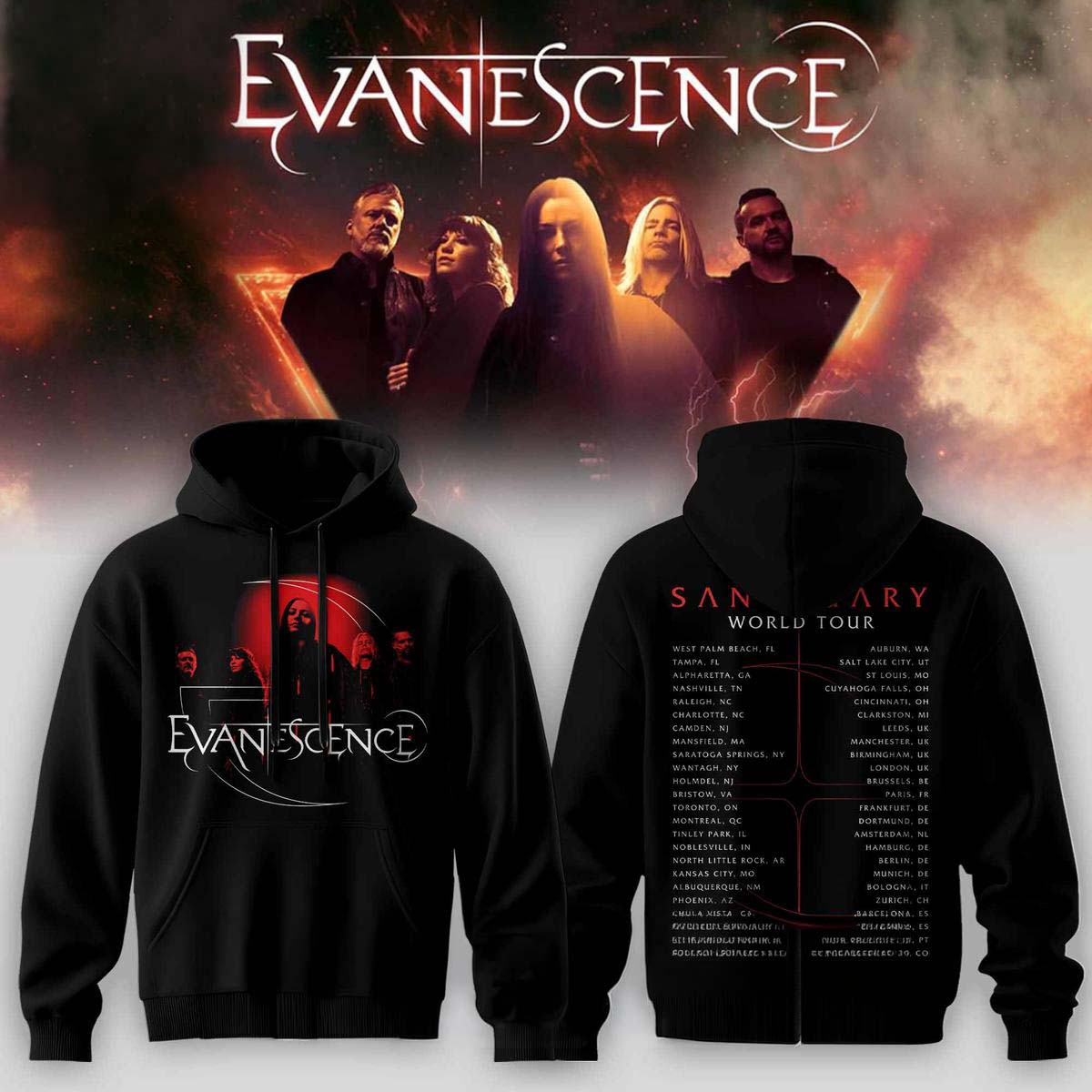 Evanescence 2026-2027 North American Tour Sanctuary Hoodie - Best Gift for Fans