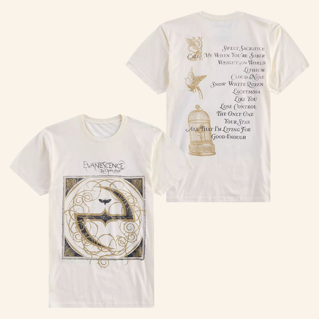 Evanescence Merch 2026 Evanescence Open Door TracklistTShirtGifts For Rock Music Lovers