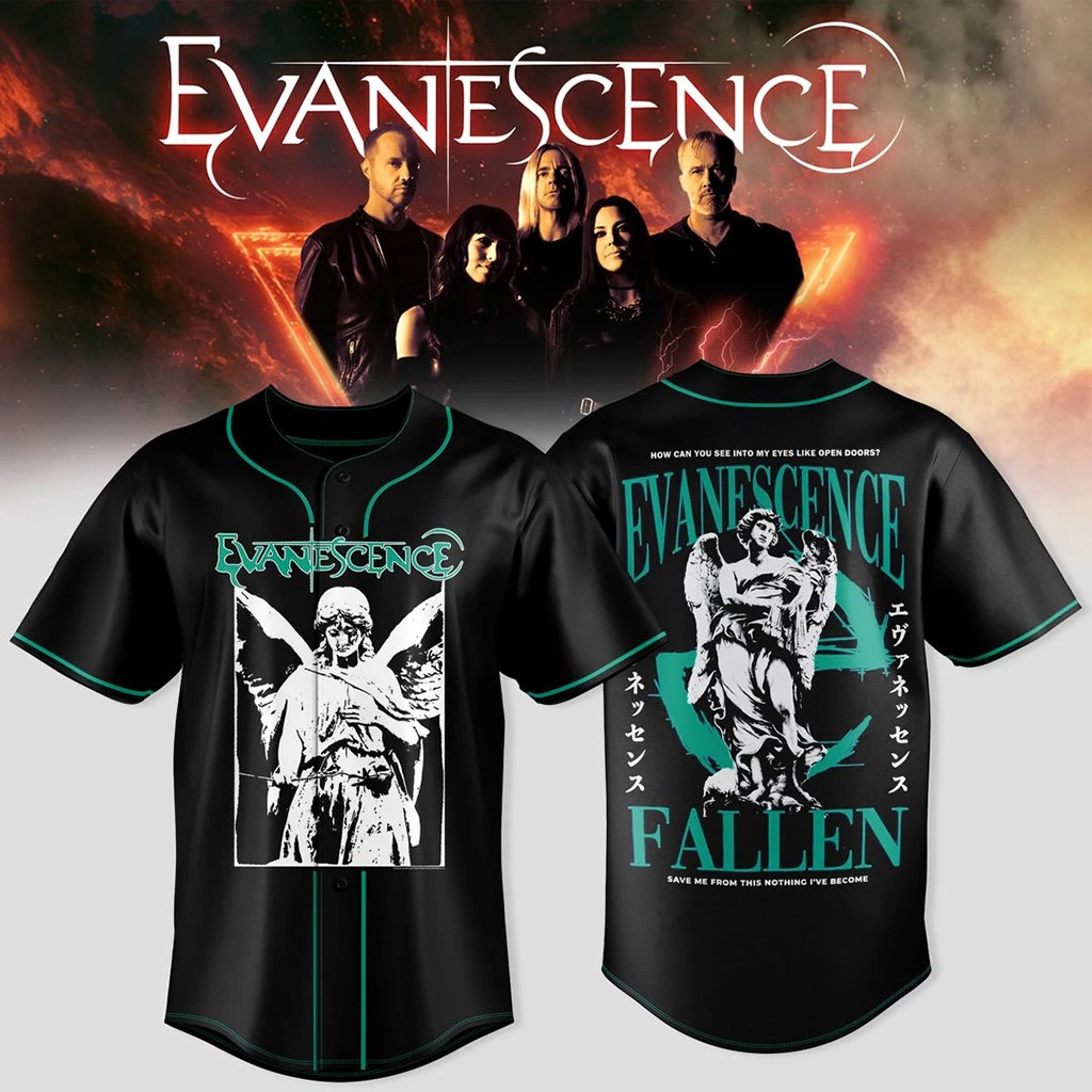 Merch Present Evanescence World Tour 2026 Baseball Jersey Evanescence Merch Present ...