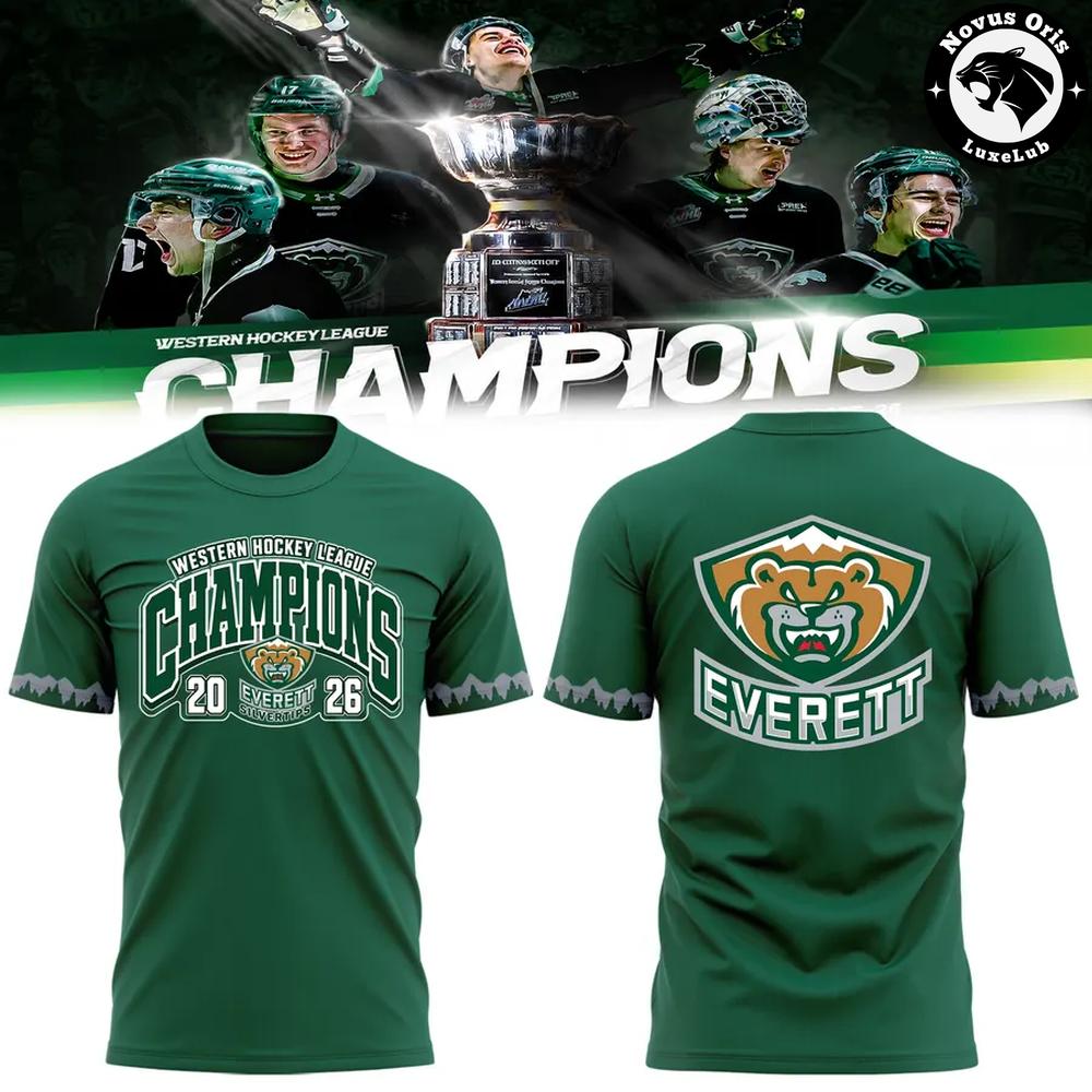 Everett Silvertips 2026 WHL Champions T-Shirt & Western Hockey League Green Graphic Tee