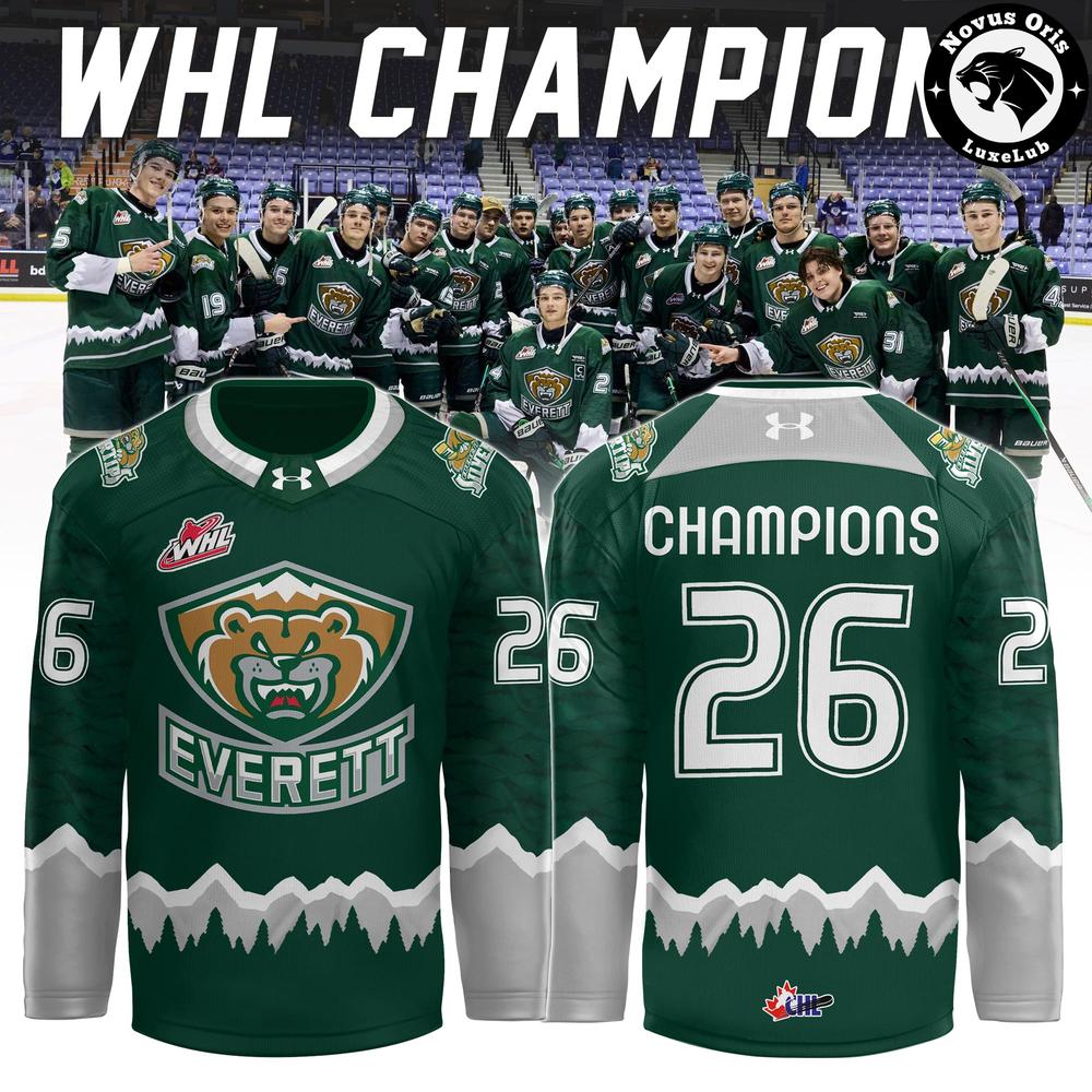 Everett Silvertips WHL Champions 2026 Limited Edition Hockey Jersey 1 - Unicasport Everett Silvertips WHL Champions 2026 Limited Edition Hockey Jersey