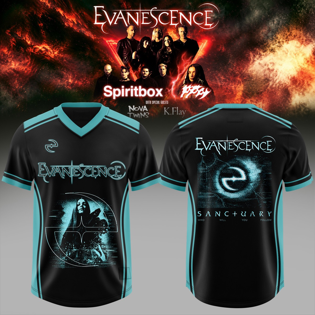 EVNSCNS Spiritbox Tour 2026 3D AOP Football Jersey V1 2 - Unicasport EVNSCNS Spiritbox Tour 2026 3D AOP Football Jersey V1