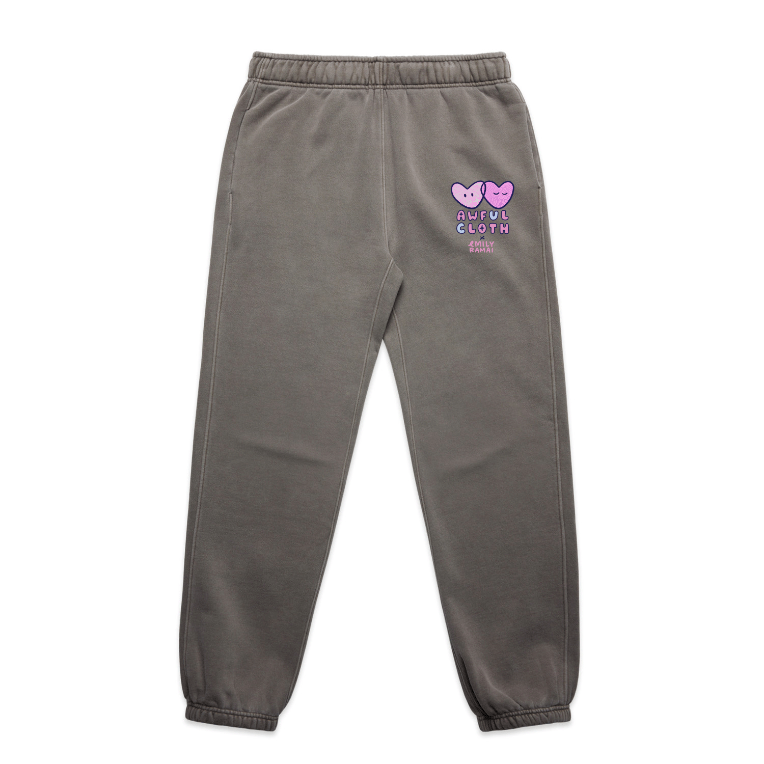 Faded Ash Heart Print Sweats - Emily Ramai Kim Designer Series