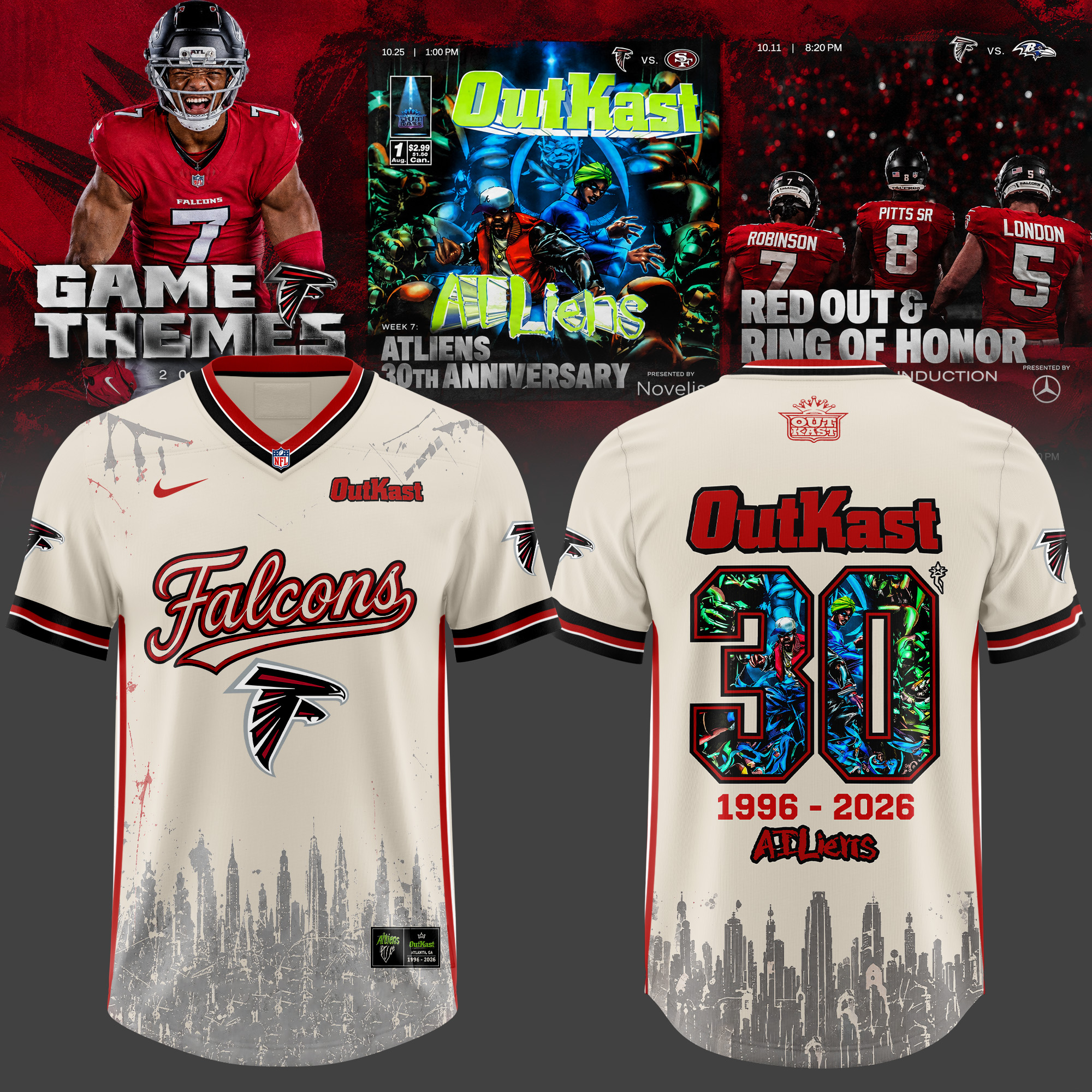Atlanta Falcons OUTKAST ATLiens 30th Anniversary 2026 Football Jersey 1 2 - Unicasport Atlanta Falcons OUTKAST ATLiens 30th Anniversary 2026 Football Jersey 1