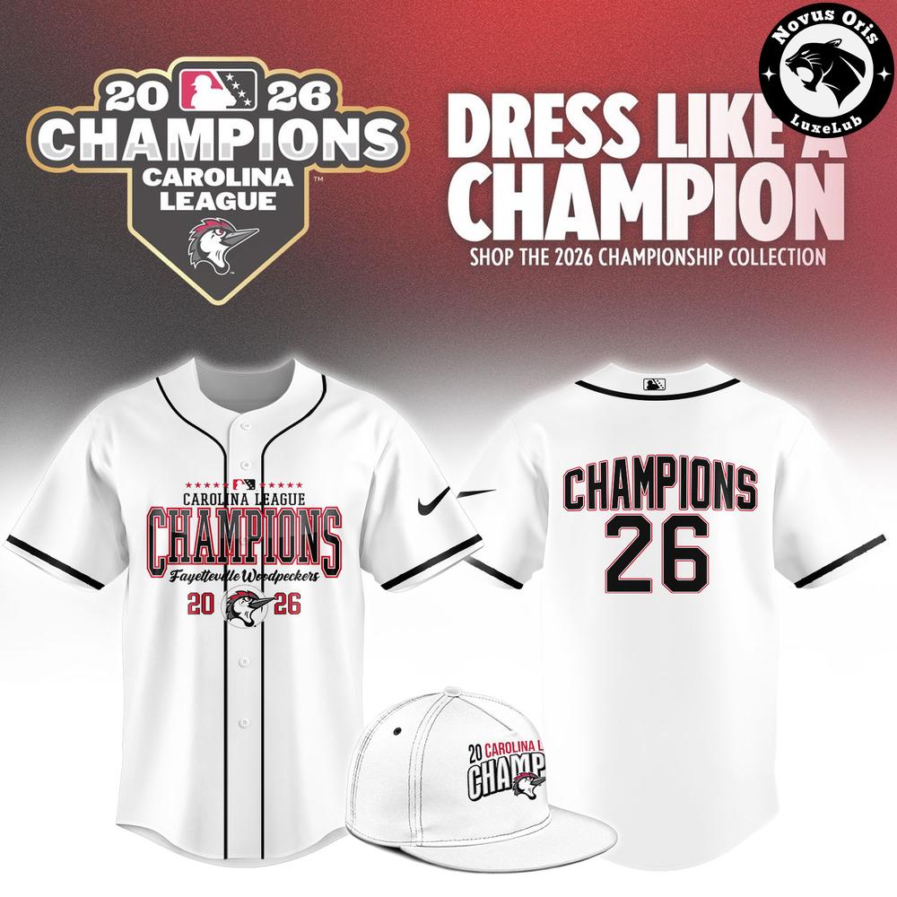 Fayetteville Woodpeckers Carolina League Champions 2026 Baseball Jersey 1 - Unicasport Fayetteville Woodpeckers Carolina League Champions 2026 Baseball Jersey