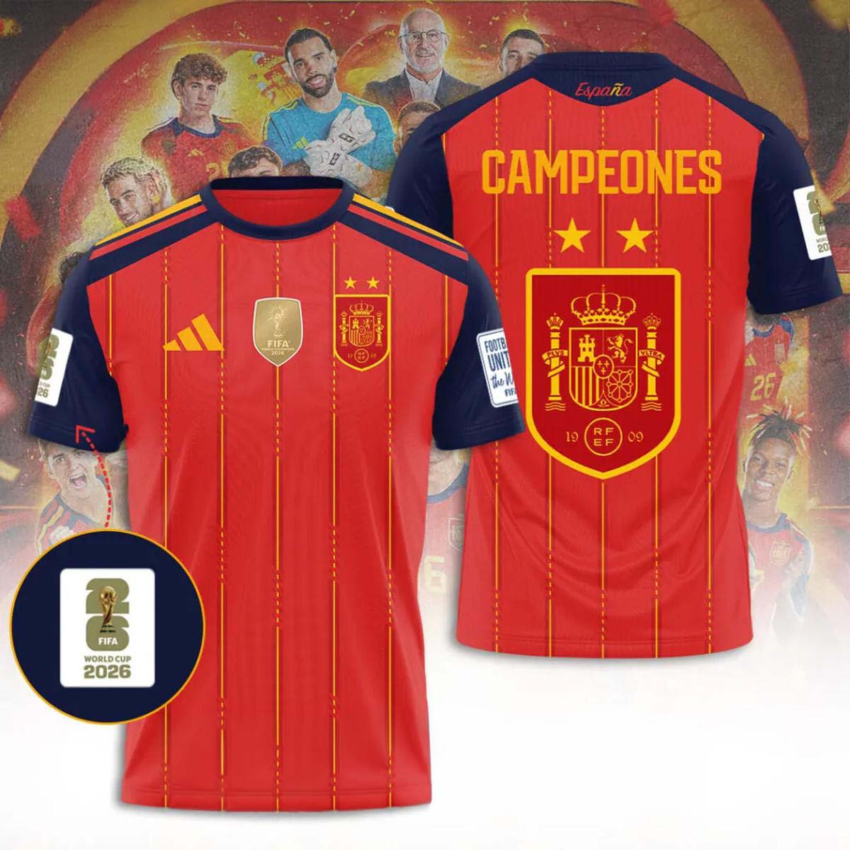 Spain National Football Team TShirt - 2026 FIFA World Cup Champions CAMPEONES