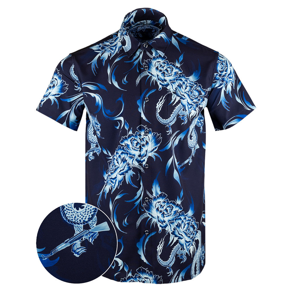 Fine China Button Down Shirt Gun Print Hawaiian Shirt Christmas Present Ideas For Boyfriend