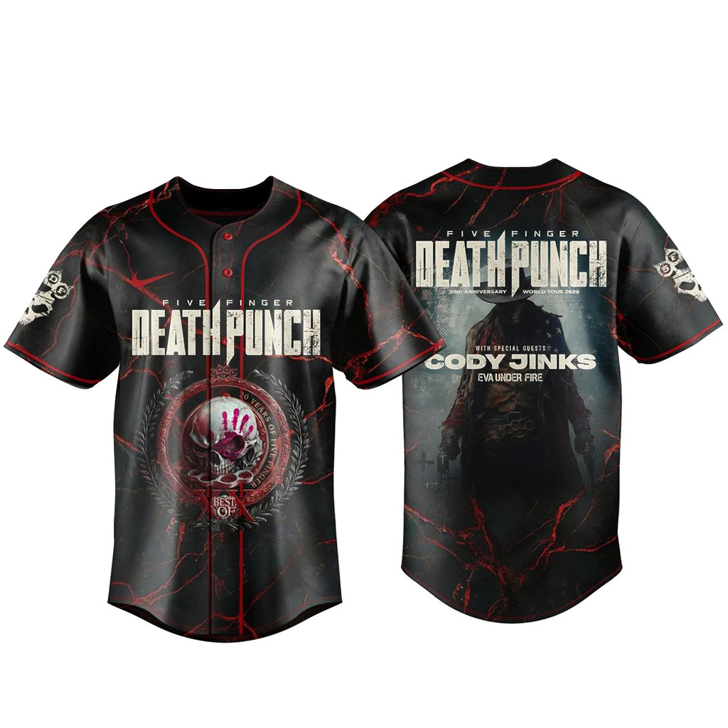 Five Finger Death Punch 20th Anniversary World Tour 2026 Baseball Jersey