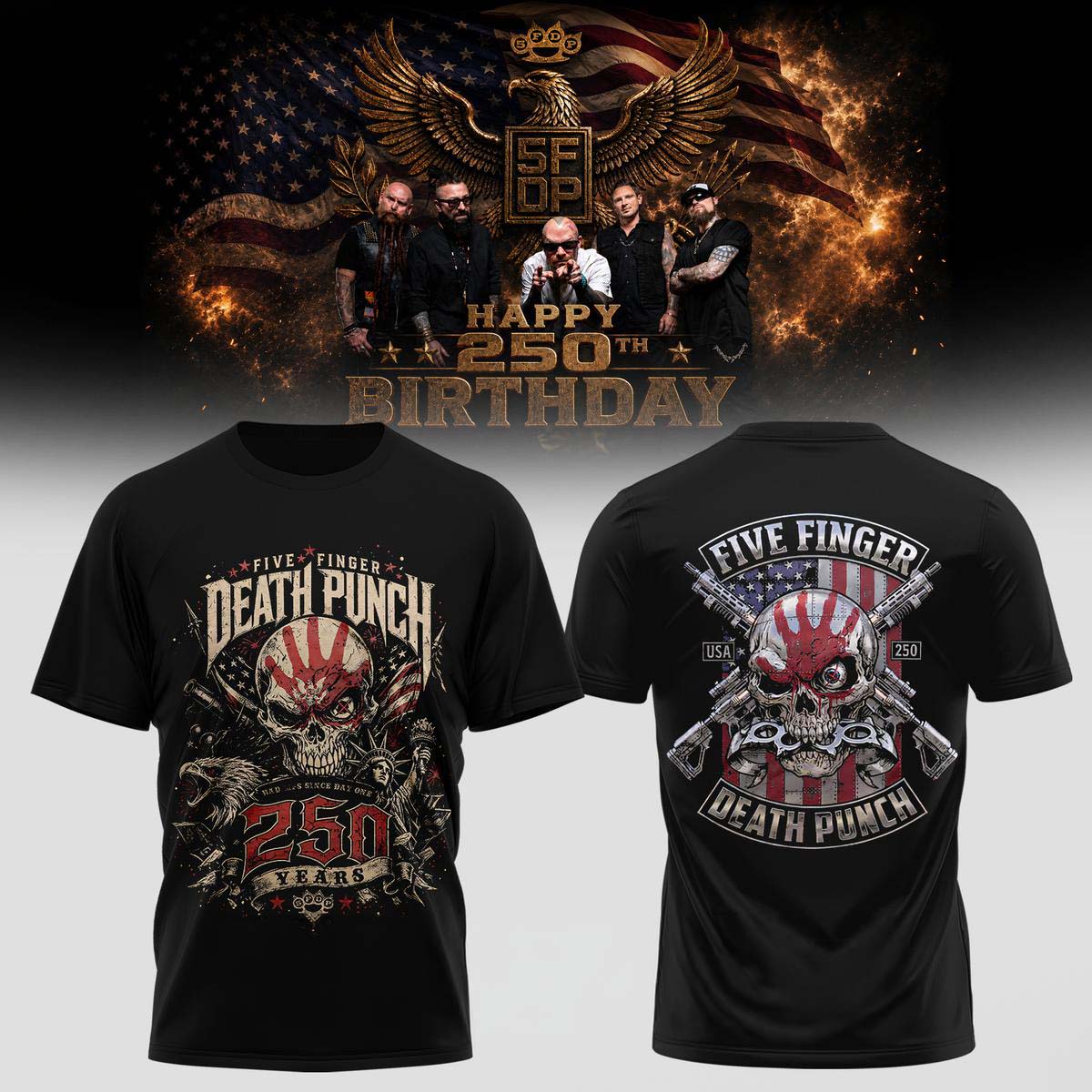 Five Finger Death Punch American Pride Heavy Metal T-Shirt - Best Gift for Fans