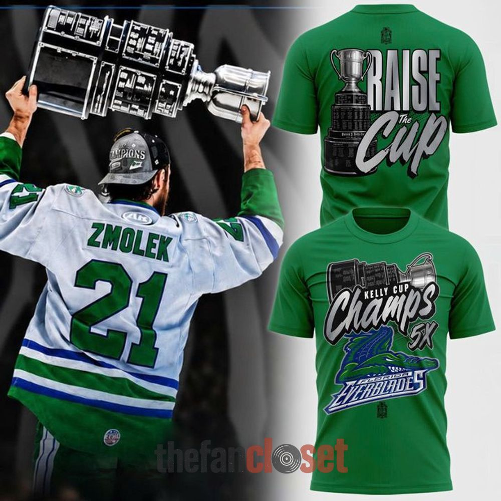 Florida Everblades Green Kelly Cup Champions 5X Championship Shirt