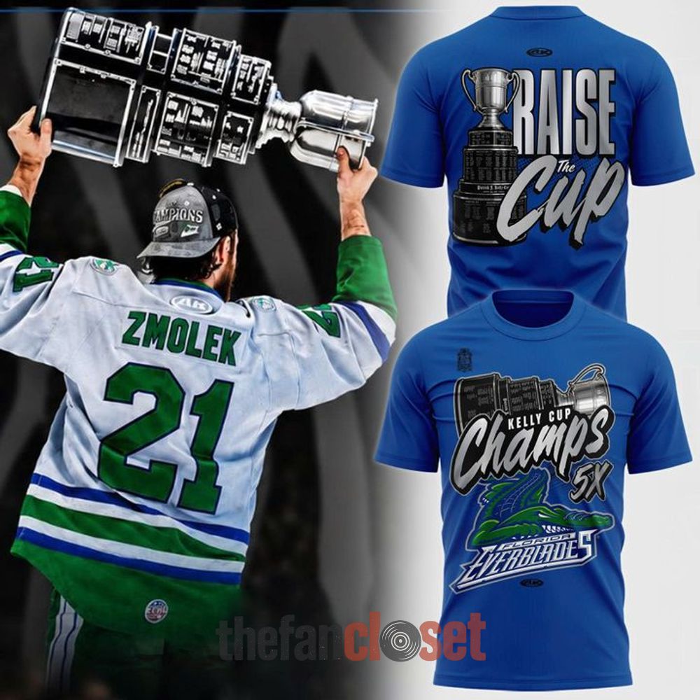 Florida Everblades Blue Shirt - 5X Kelly Cup Champions Championship