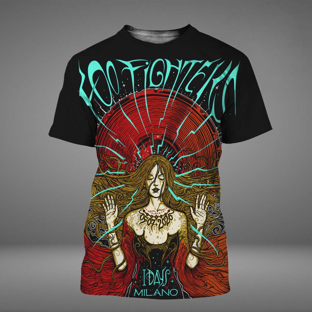 Foo Fighters Limited Concert Poster T Shirt Milan IT At Ippodromo SNAI La Maura In Milano IT On July 5 2026 All Over Print T Shirt