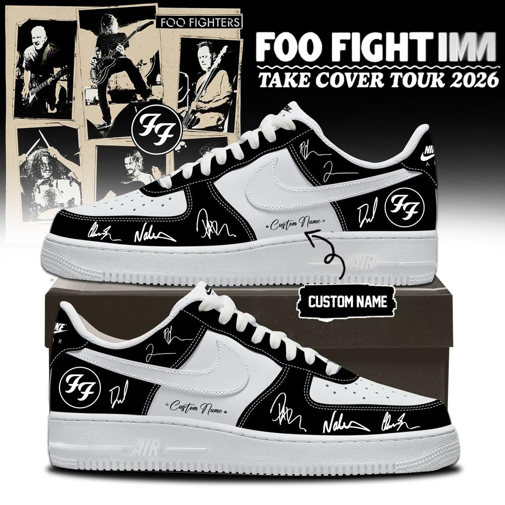 Foo Fighters Take Cover Black and White Custom Sneakers
