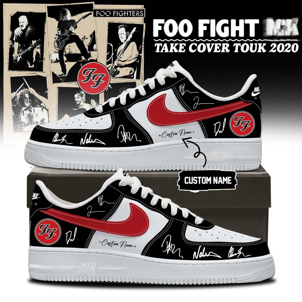 Foo Fighters White and Black Tour Inspired Low Top Sneakers