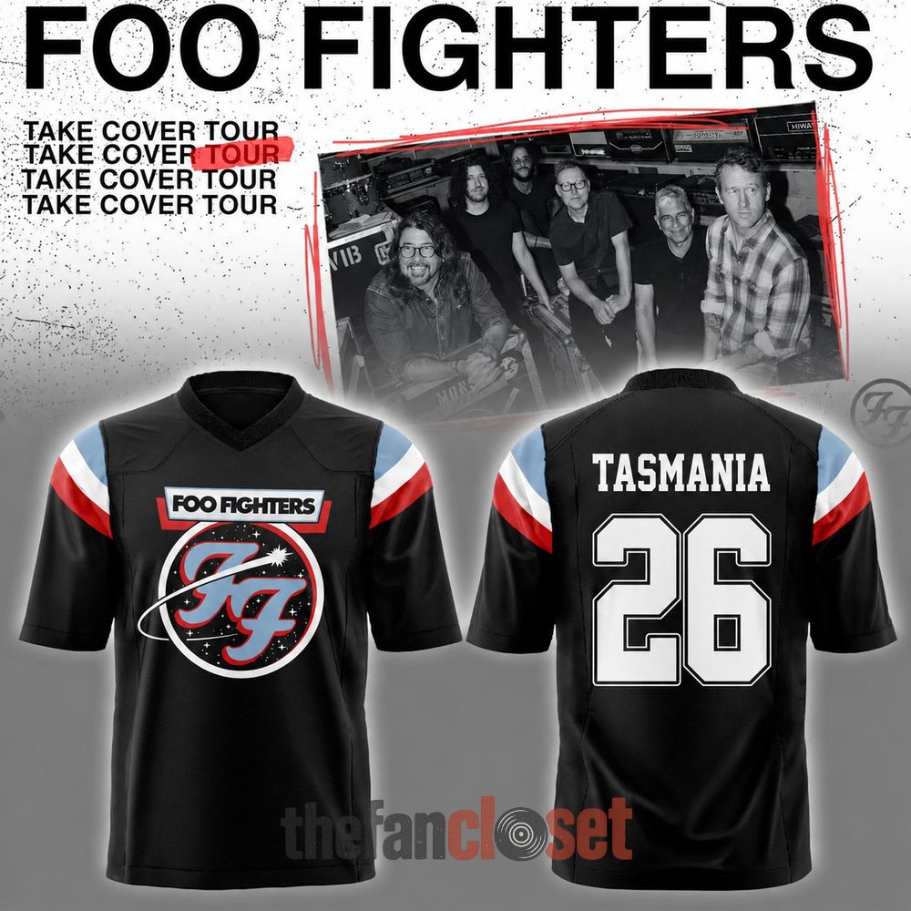 Foo Fighters Take Cover Tour 2026 Limited Edition Football Jersey Black