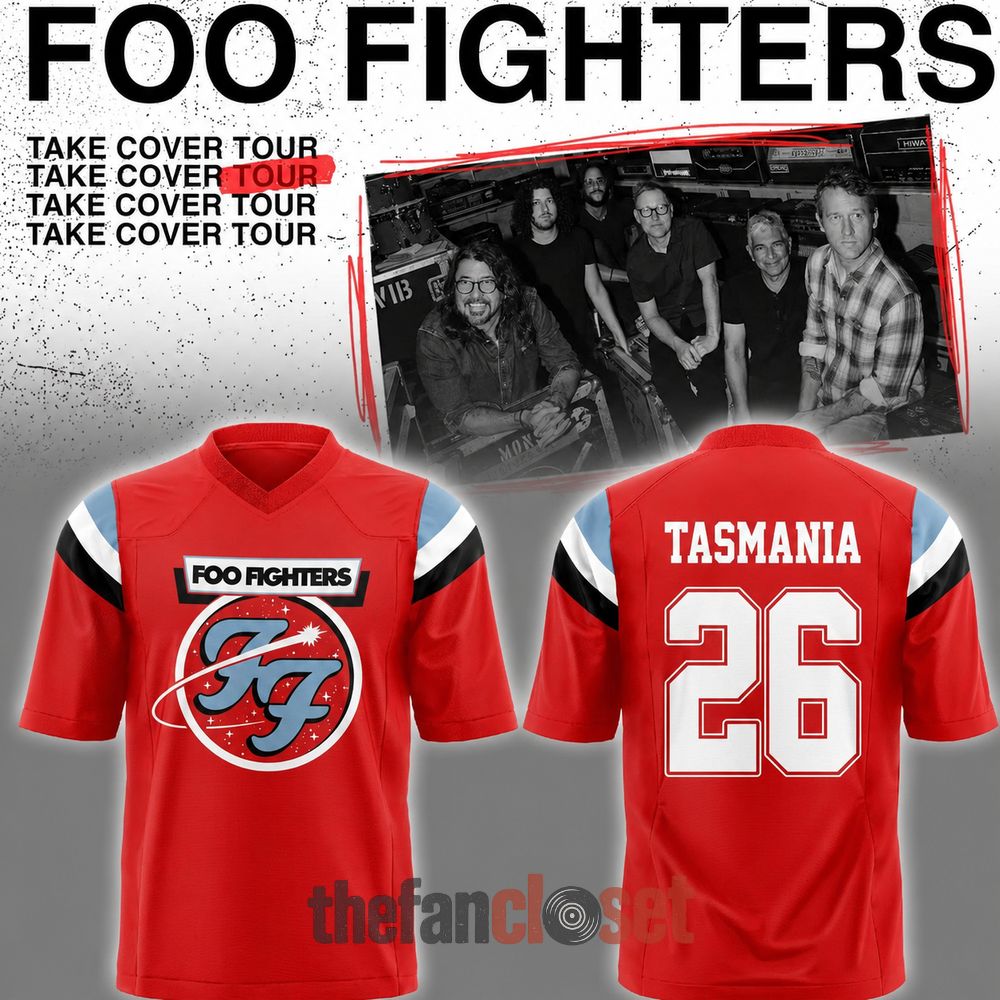Red Football Jersey Foo Fighters Take Cover Tour 2026 Limited Edition