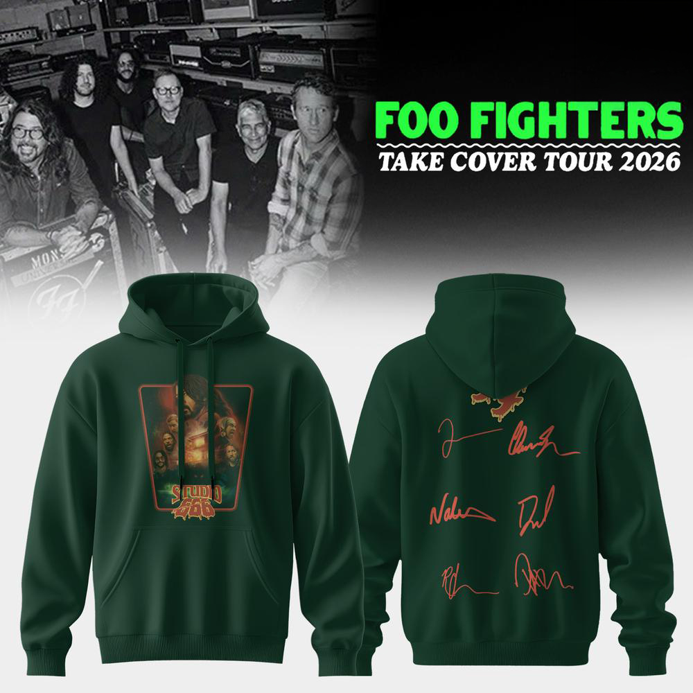 Foo Fighters Take Cover Tour Green Graphic Hoodie