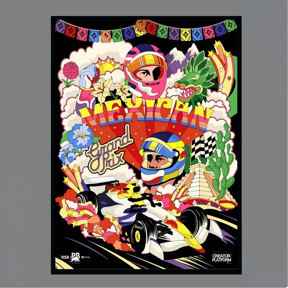 Formula 1 Mexican Grand Prix Visa Cash App RB F1 Team Graphic Art Print Poster