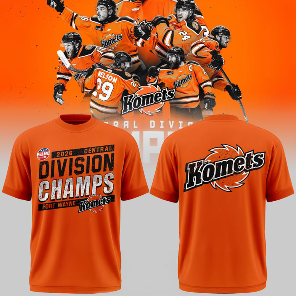 Fort Wayne Komets 2026 Central Division Champions Orange Shirt
