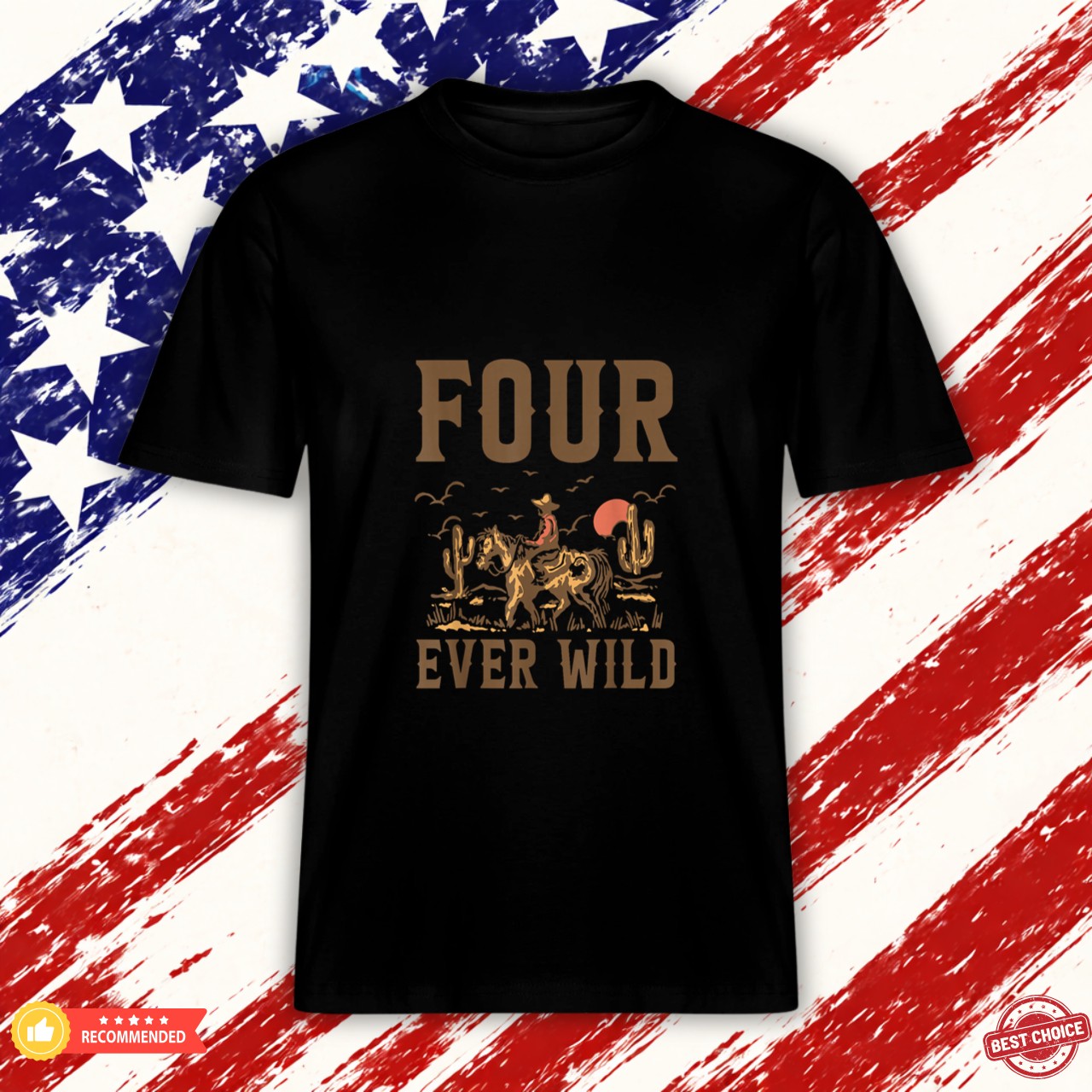 Four Ever Wild 4 Years Old Cowboy It's My 4th Birthday Boy Graphic Shirt