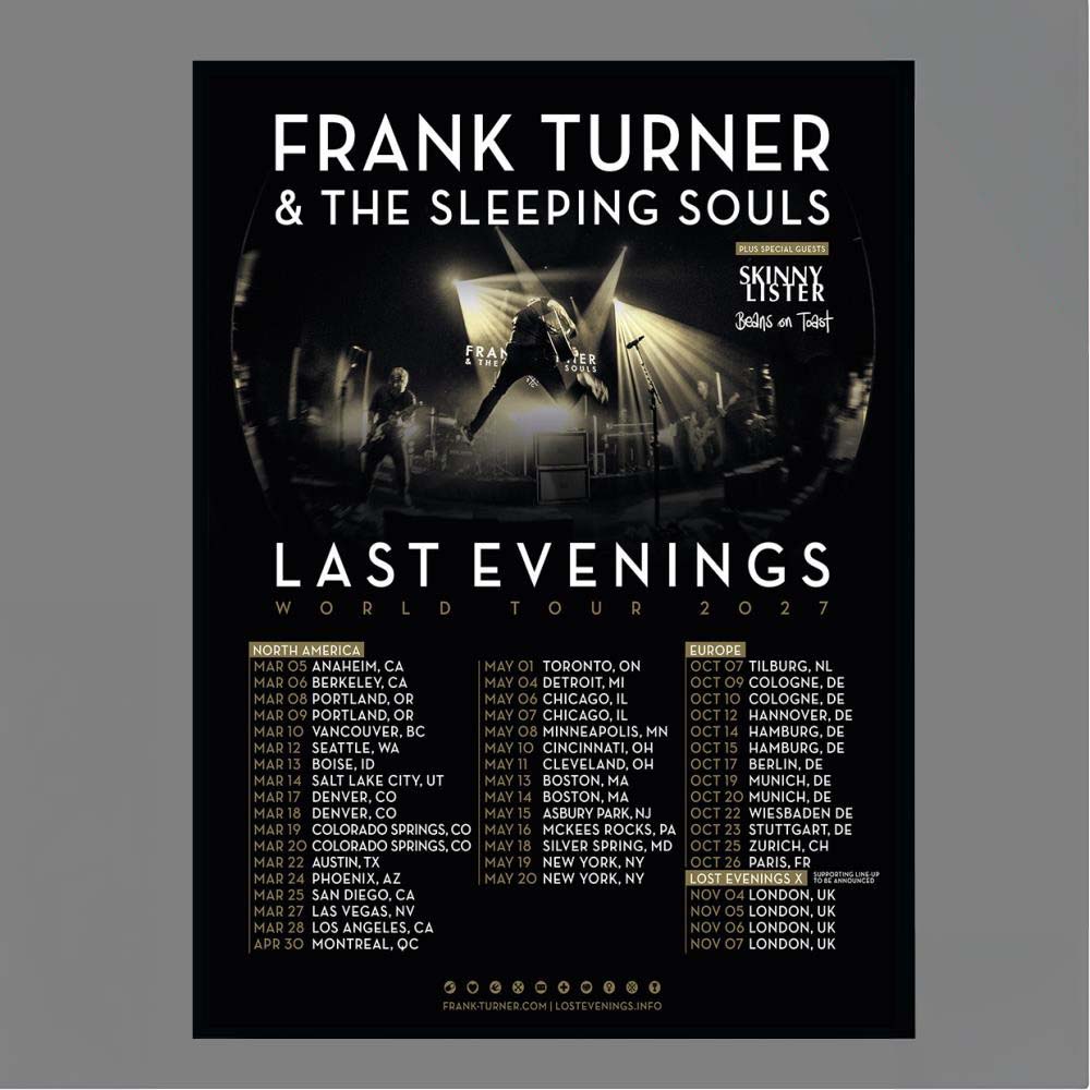 Frank Turner The Sleeping Souls Last Evenings World Tour 2027 Poster