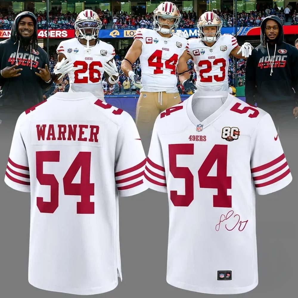 Signatures Print Football Jersey Fred Warner San Francisco 49ers 80th Anniversary Supporter Apparel 2 - Unicasport Signatures Print Football Jersey Fred Warner San Francisco 49ers 80th Anniversary Supporter Apparel