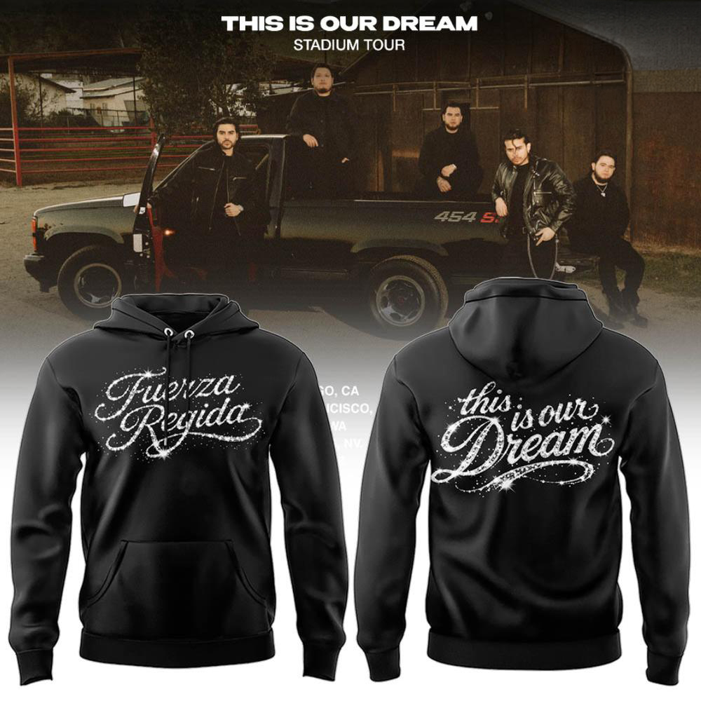 Fuerza Regida Black Tour Pullover Hoodie Regional Mexican Music