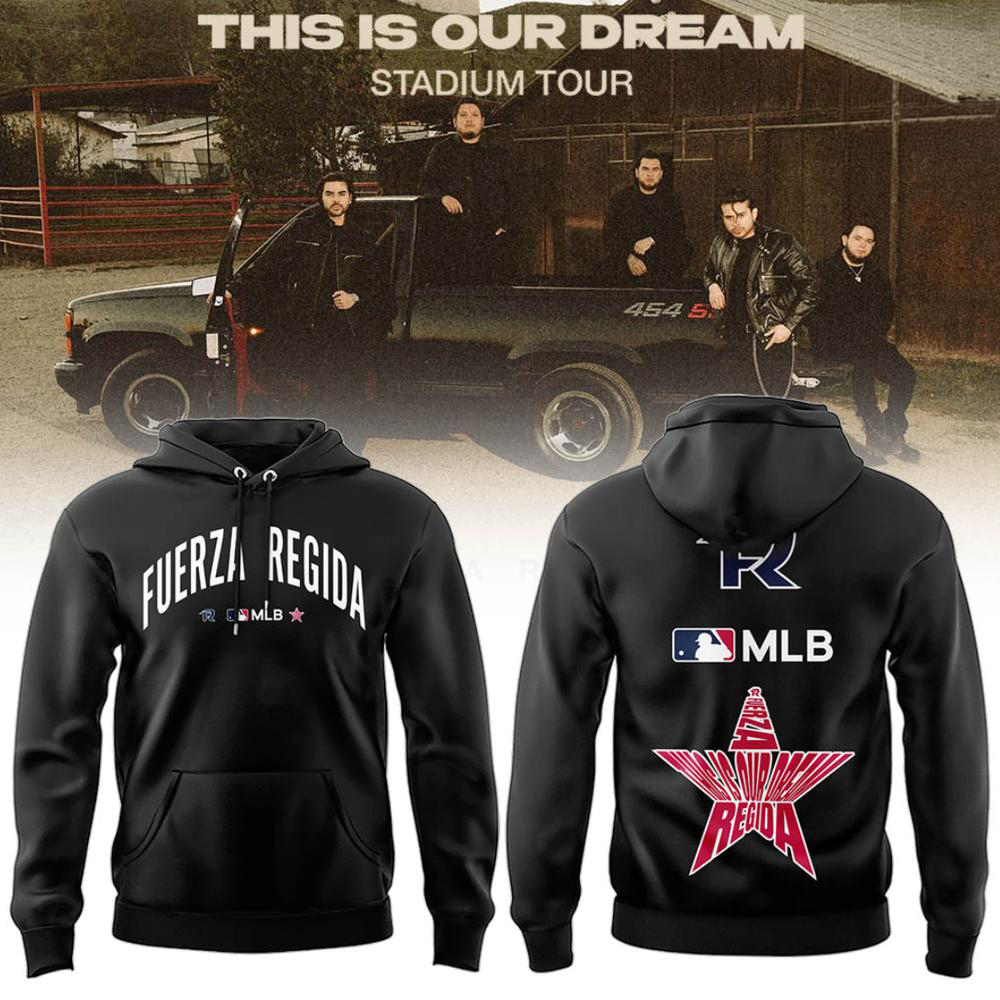 Fuerza Regida Dream Tour Black and Pink Fan Hoodie