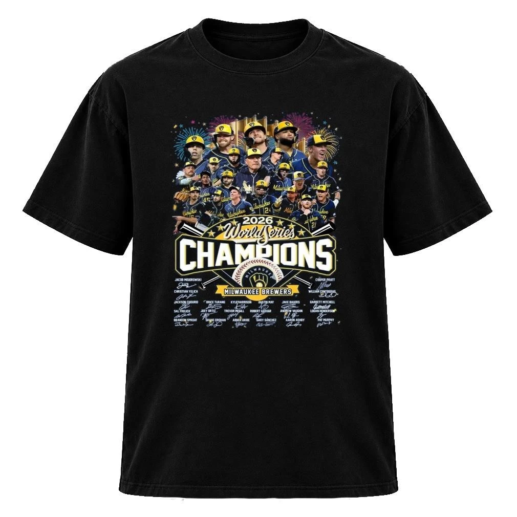 Funny Milwaukee Brewers 2026 World Series Champions Team Photo Collage Signatures TShirt