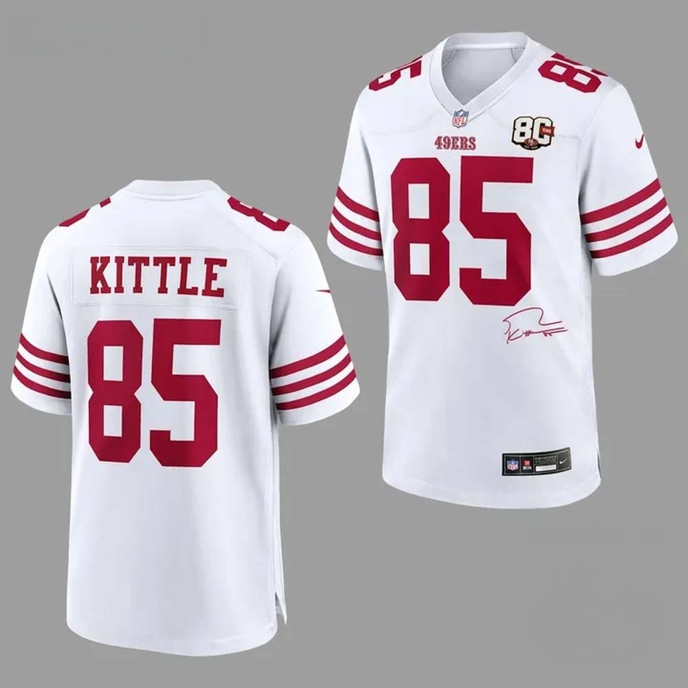Signatures Print Football Jersey George Kittle San Francisco 49ers 80th Anniversary Game Day 2 - Unicasport Signatures Print Football Jersey George Kittle San Francisco 49ers 80th Anniversary Game Day