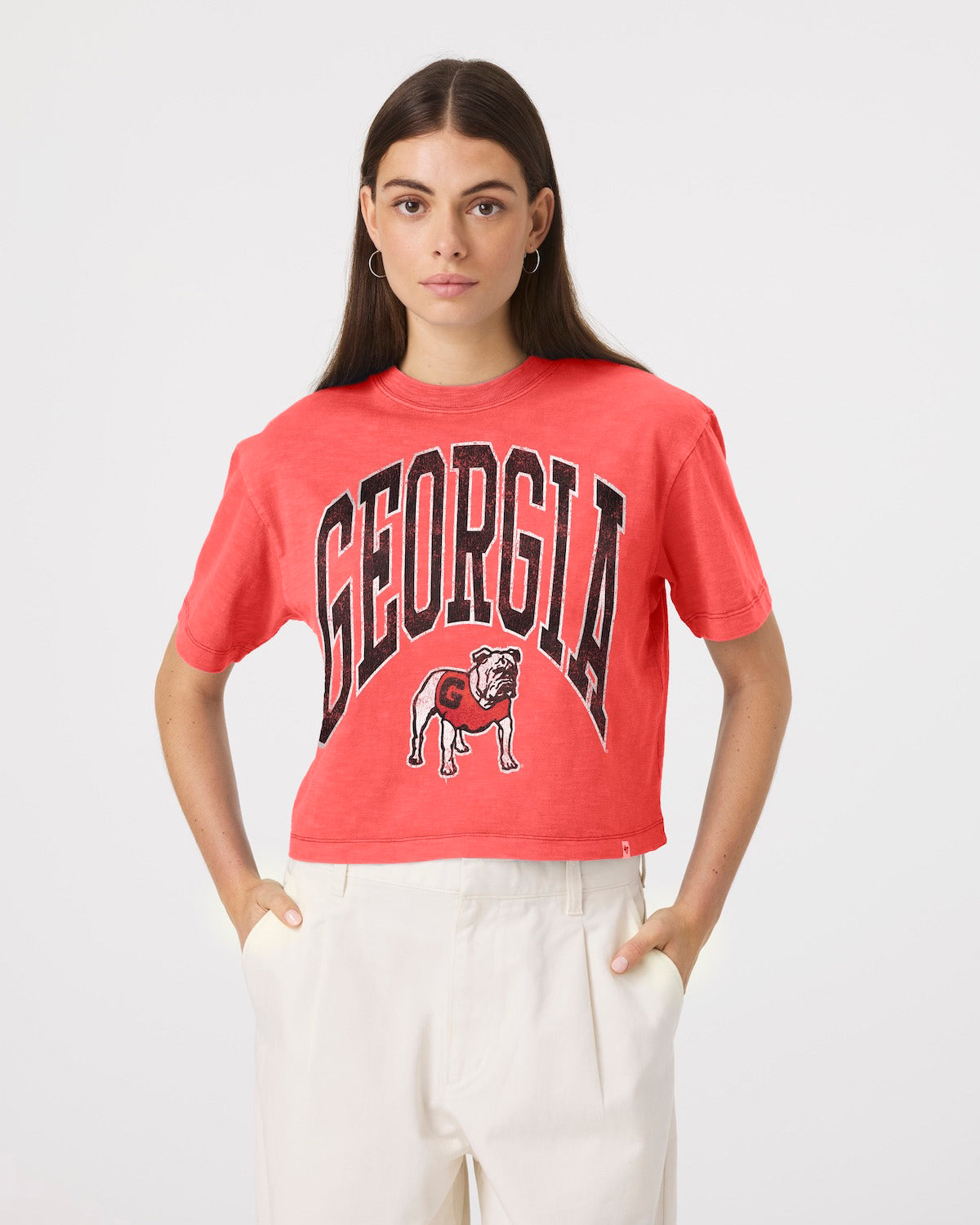 Georgia Bulldogs Mindi Heavy  Slub Crop T-Shirt Womens