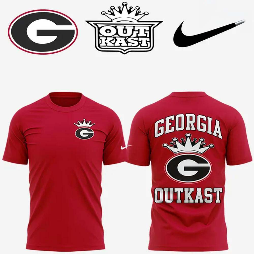 Georgia Bulldogs x Outkast red crown logo 2026 short sleeve t-shirt