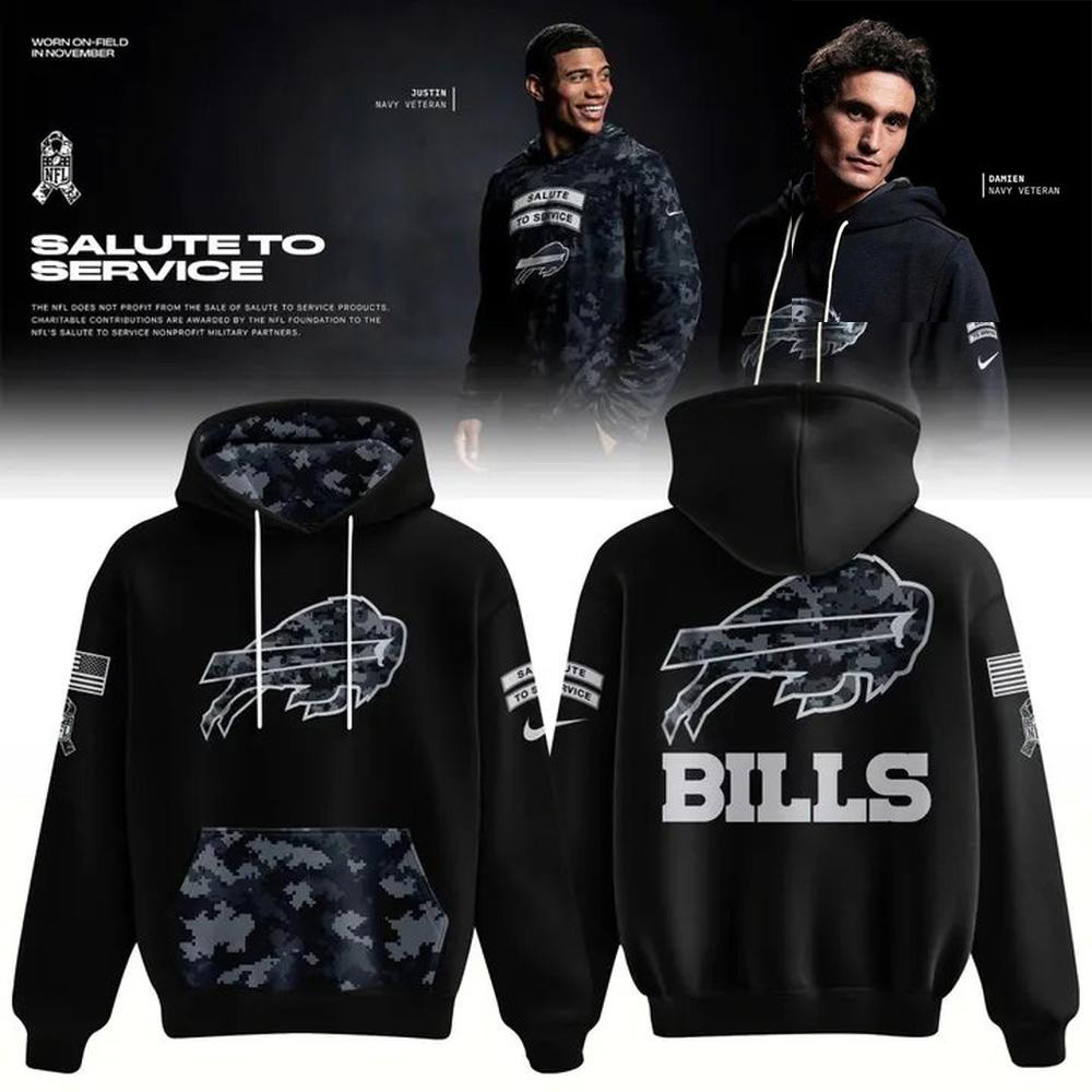 Buffalo Bills Merch NFL Salute To Service Camo Hoodie NFL Football Apparel Gifts For Bills Mafia