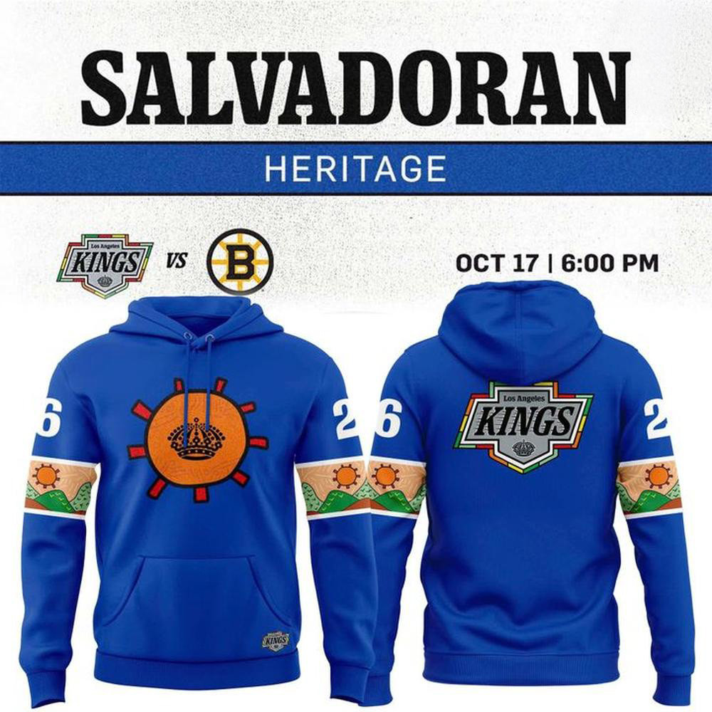 Los Angeles Kings Merch X Salvadoran Heritage Royal Blue Hoodie Kings Hockey Apparel 1 - Unicasport Los Angeles Kings Merch X Salvadoran Heritage Royal Blue Hoodie Kings Hockey Apparel