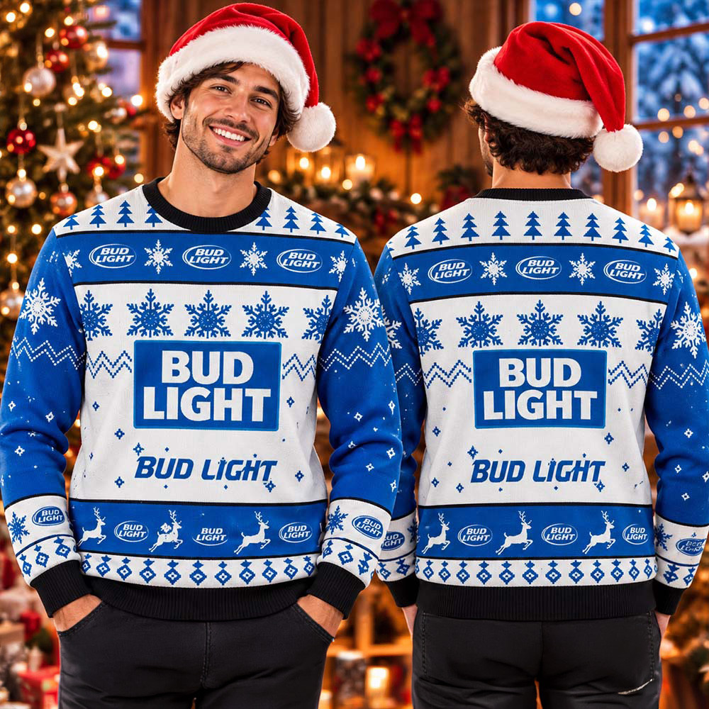 Bud Light Beer Snowflakes And Deer Ugly Christmas Sweater Holiday Apparel Xmas Gifts For Brother 1 - Unicasport Bud Light Beer Snowflakes And Deer Ugly Christmas Sweater Holiday Apparel Xmas Gifts For Brother