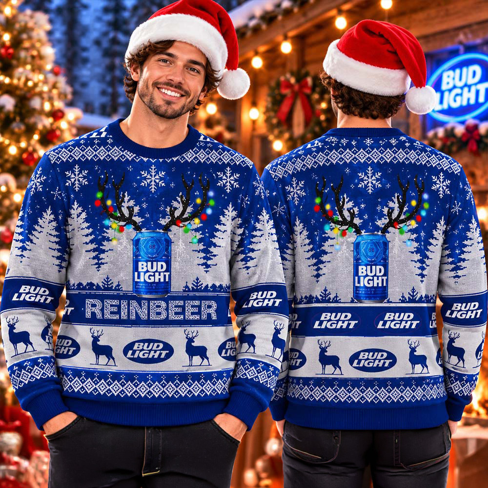Bud Light Reinbeer Platinum Ugly Christmas Sweater Winter Clothing Xmas Gift For Bud Light Lover 1 - Unicasport Bud Light Reinbeer Platinum Ugly Christmas Sweater Winter Clothing Xmas Gift For Bud Light Lover