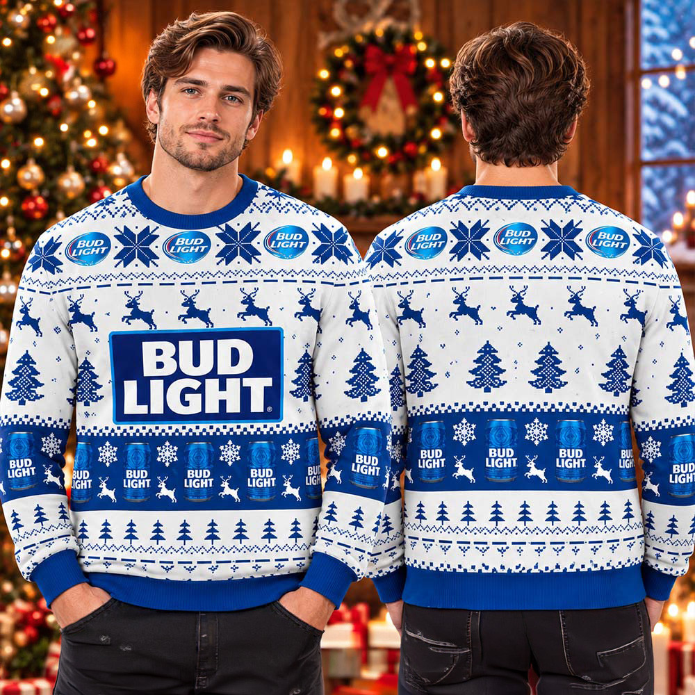 Bud Light Beer Lover Snowflakes And Deer Ugly Christmas Sweater Holiday Apparel Xmas Gifts Ideas 1 - Unicasport Bud Light Beer Lover Snowflakes And Deer Ugly Christmas Sweater Holiday Apparel Xmas Gifts Ideas