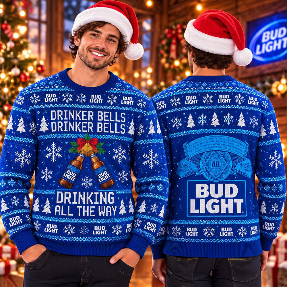 Bud Light Cheering Drinker Ugly Christmas Sweater Xmas Outfits Christmas Gifts For Boyfriend 1 - Unicasport Bud Light Cheering Drinker Ugly Christmas Sweater Xmas Outfits Christmas Gifts For Boyfriend