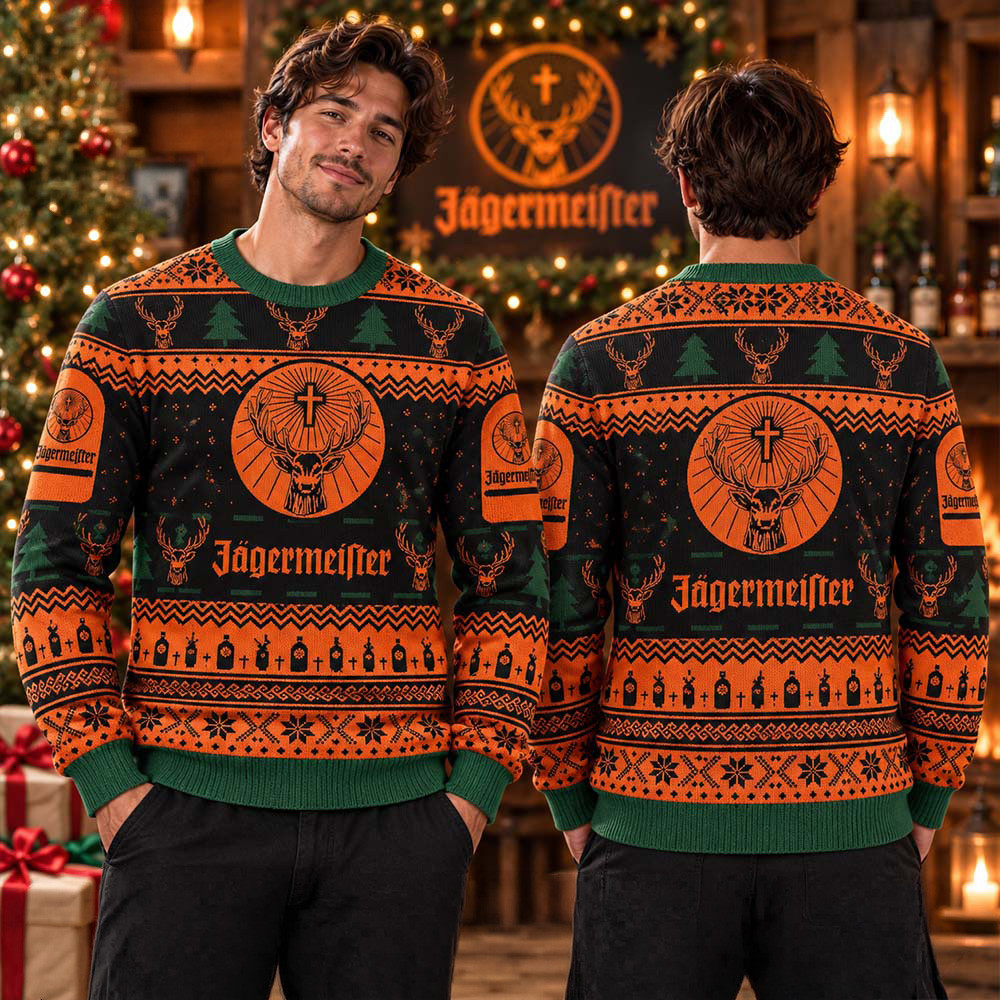 Jagermeister Snowflakes And Pine Tree Ugly Christmas Sweater Cozy Xmas Outfits Christmas Gifts 1 - Unicasport Jagermeister Snowflakes And Pine Tree Ugly Christmas Sweater Cozy Xmas Outfits Christmas Gifts