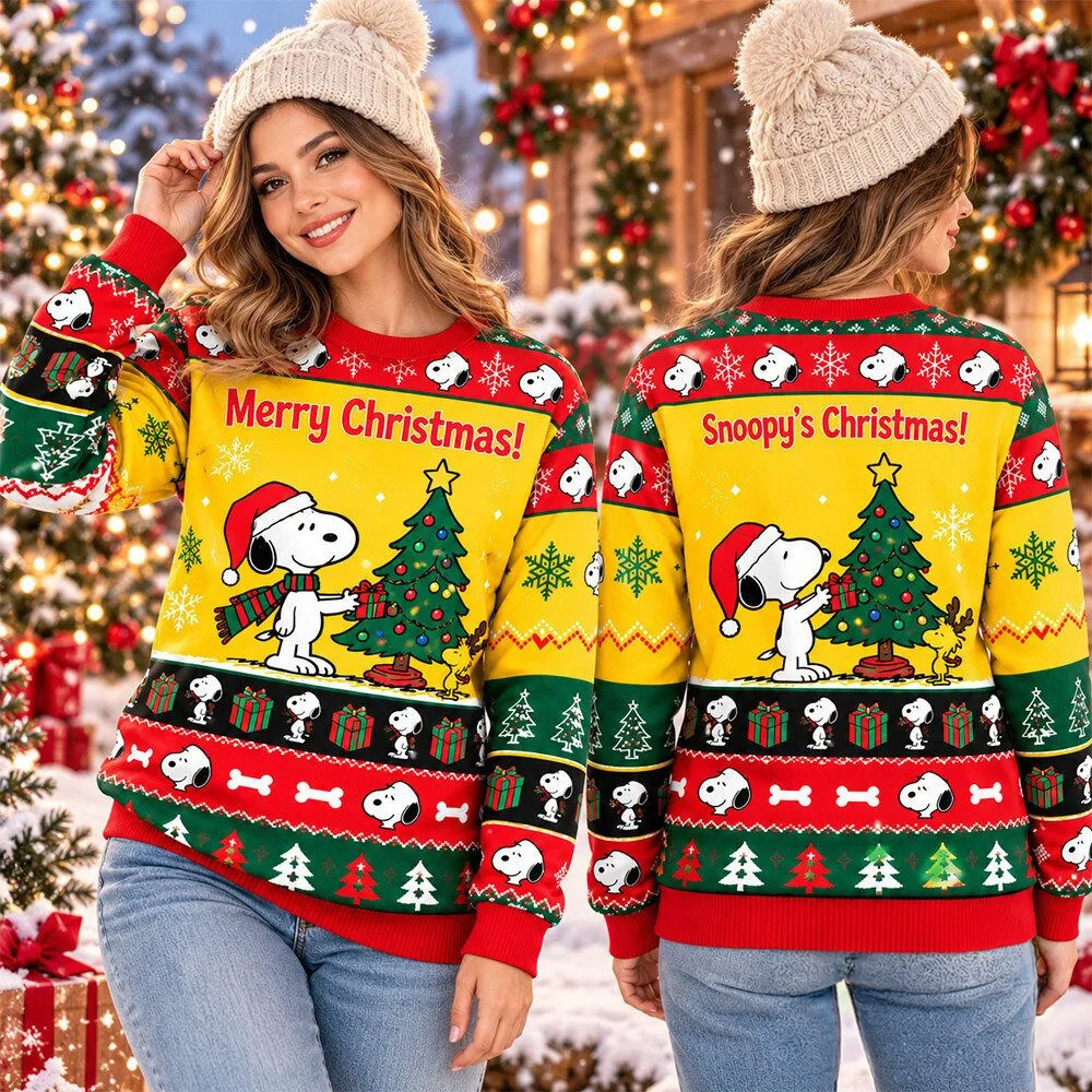 Snoopy Merch Woodstock Christmas Tree Ugly Christmas Sweater Winter Apparel Xmas Gifts 1 - Unicasport Snoopy Merch Woodstock Christmas Tree Ugly Christmas Sweater Winter Apparel Xmas Gifts